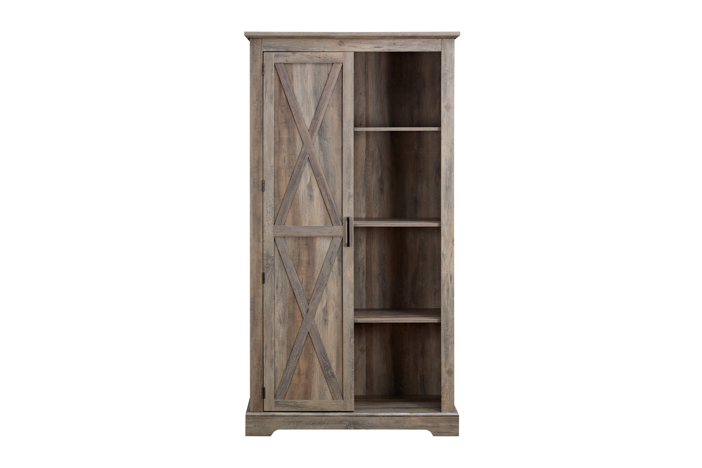 Tall Storage Cabinet Barn Door Storage Country Wood Rustic Farmhouse Pantry Cupboard Sliding Door Kitchen Organizer Furniture Home Drawer Shelves 39.37*15.75*74.4  Gray Wash