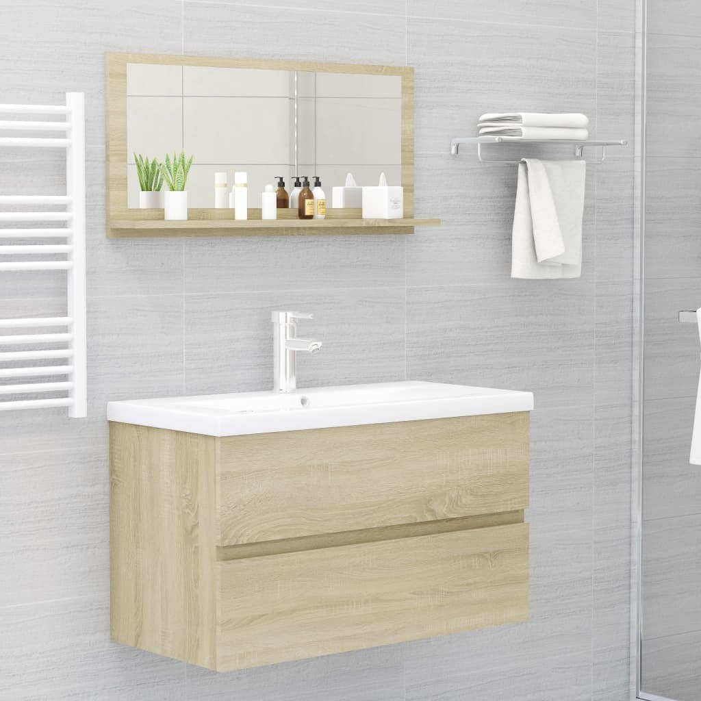 vidaXL Bathroom Mirror Sonoma Oak 31.5"x4.1"x14.6" Engineered Wood