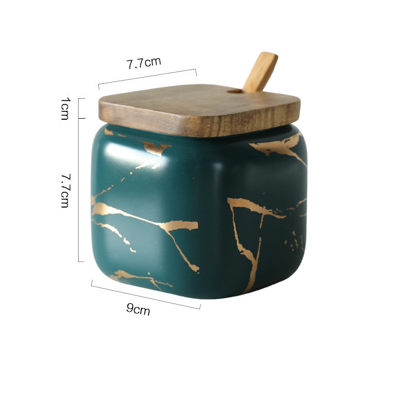 Color: Blue, Style: Single - Nordic Gold Marble Jar Set