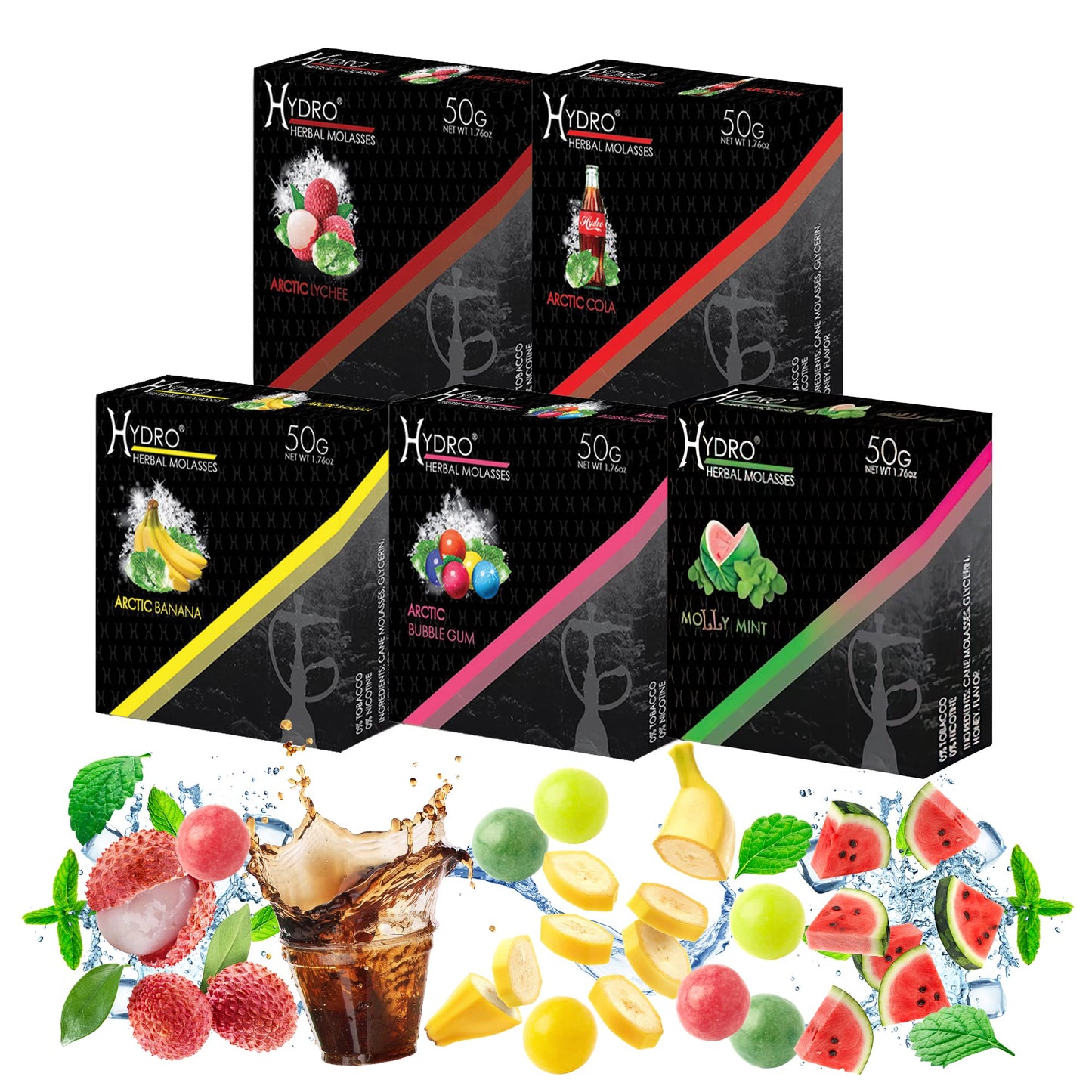 100% Tobacco and Nicotine Free Premium Hydro Herbal Hookah Shisha Molasses Flavor LOT of 12