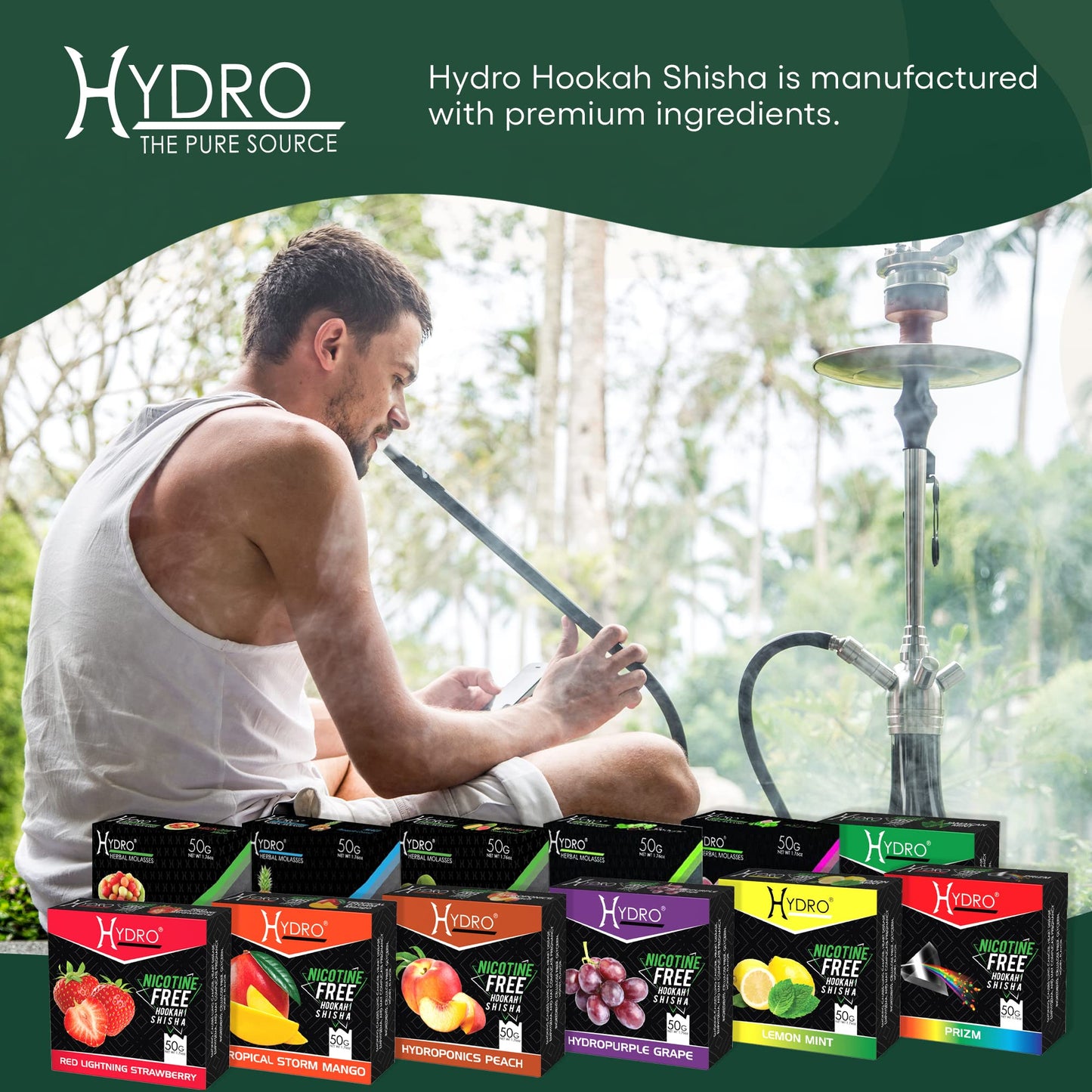 100% Tobacco and Nicotine Free Premium Hydro Herbal Hookah Shisha Molasses Flavor LOT of 12