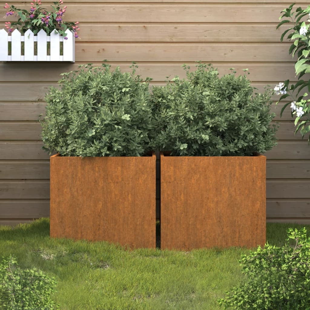 vidaXL Planters 2 pcs 12.6"x11.8"x11.4" Corten Steel