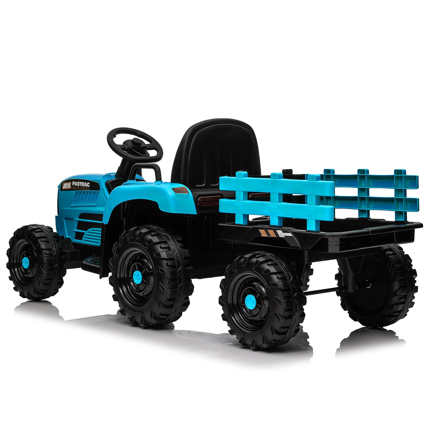 Ride on Tractor with Trailer,12V Battery Powered Electric Tractor Toy w/Remote Control,electric car for kids,Three speed adjustable,Power display, USB,MP3 ,Bluetooth,LED light,Two-point safety belt