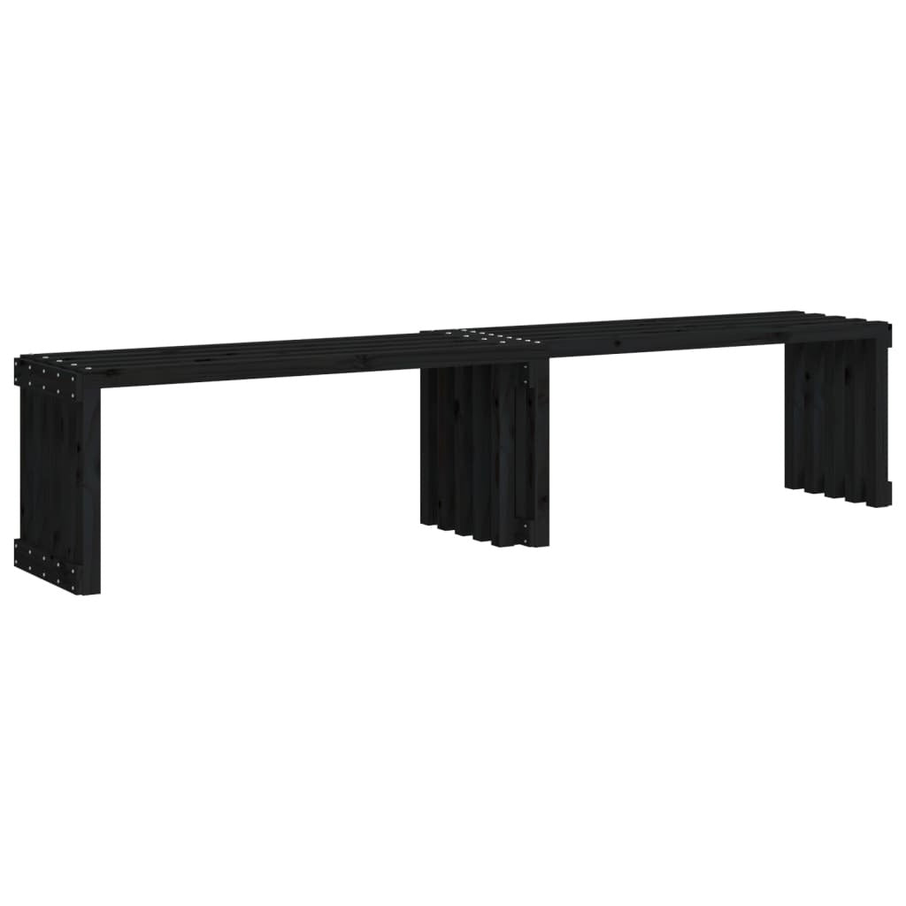 vidaXL Patio Bench Extendable Black 83.7"x15.9"x17.7" Solid Wood Pine