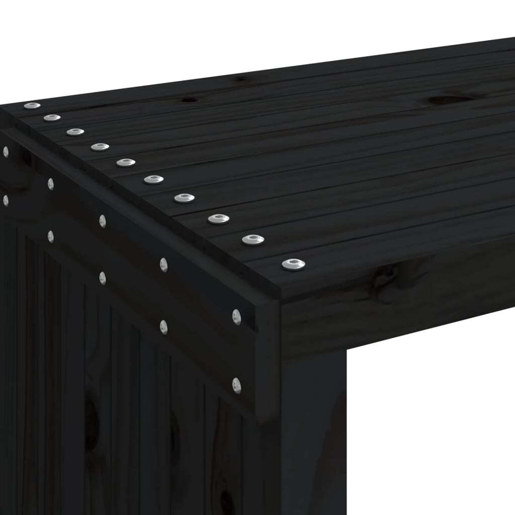 vidaXL Patio Bench Extendable Black 83.7"x15.9"x17.7" Solid Wood Pine