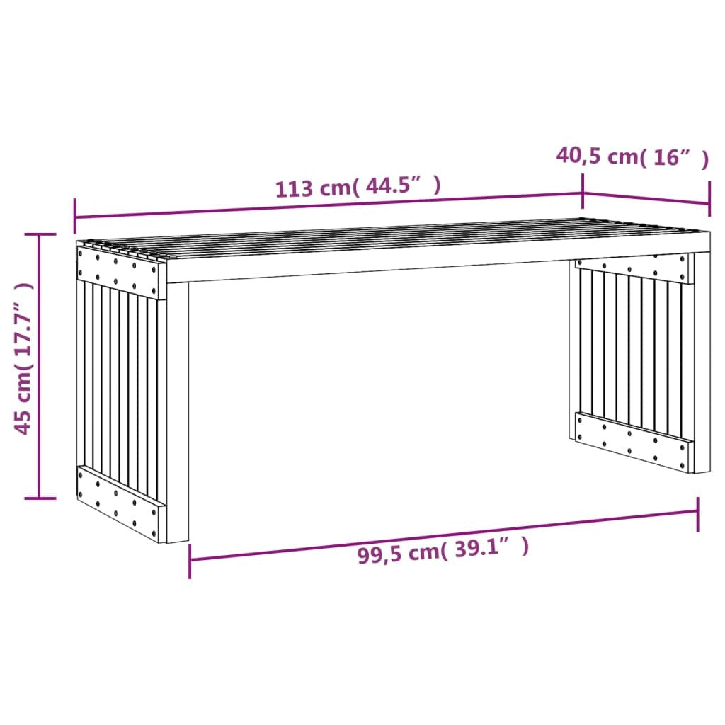 vidaXL Patio Bench Extendable Black 83.7"x15.9"x17.7" Solid Wood Pine