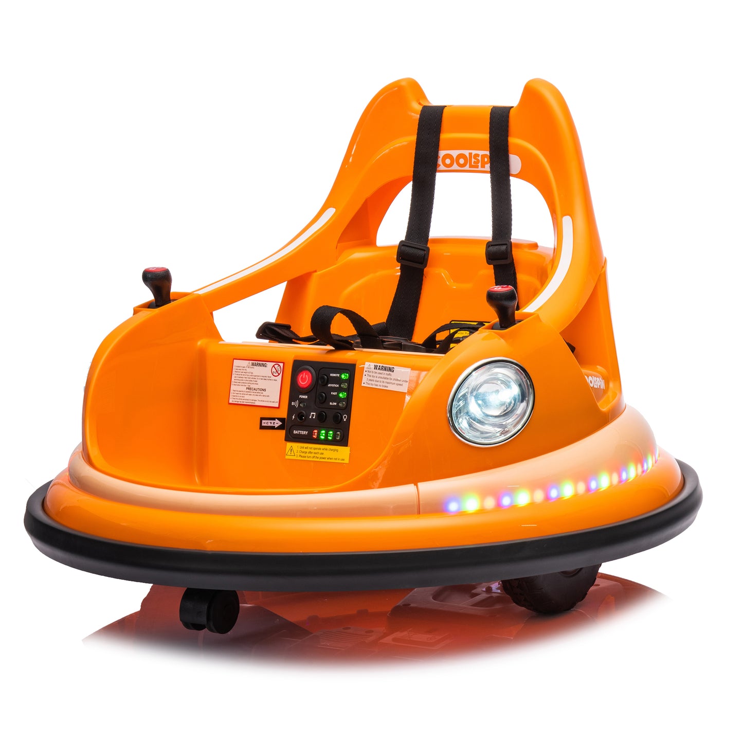 12V ride on bumper car for kids,electric car for kids,1.5-5 Years Old,W/Remote Control, LED Lights, Bluetooth & 360 Degree Spin, Vehicle body with anti-collision padding
Five-point Safety Belt,2wd