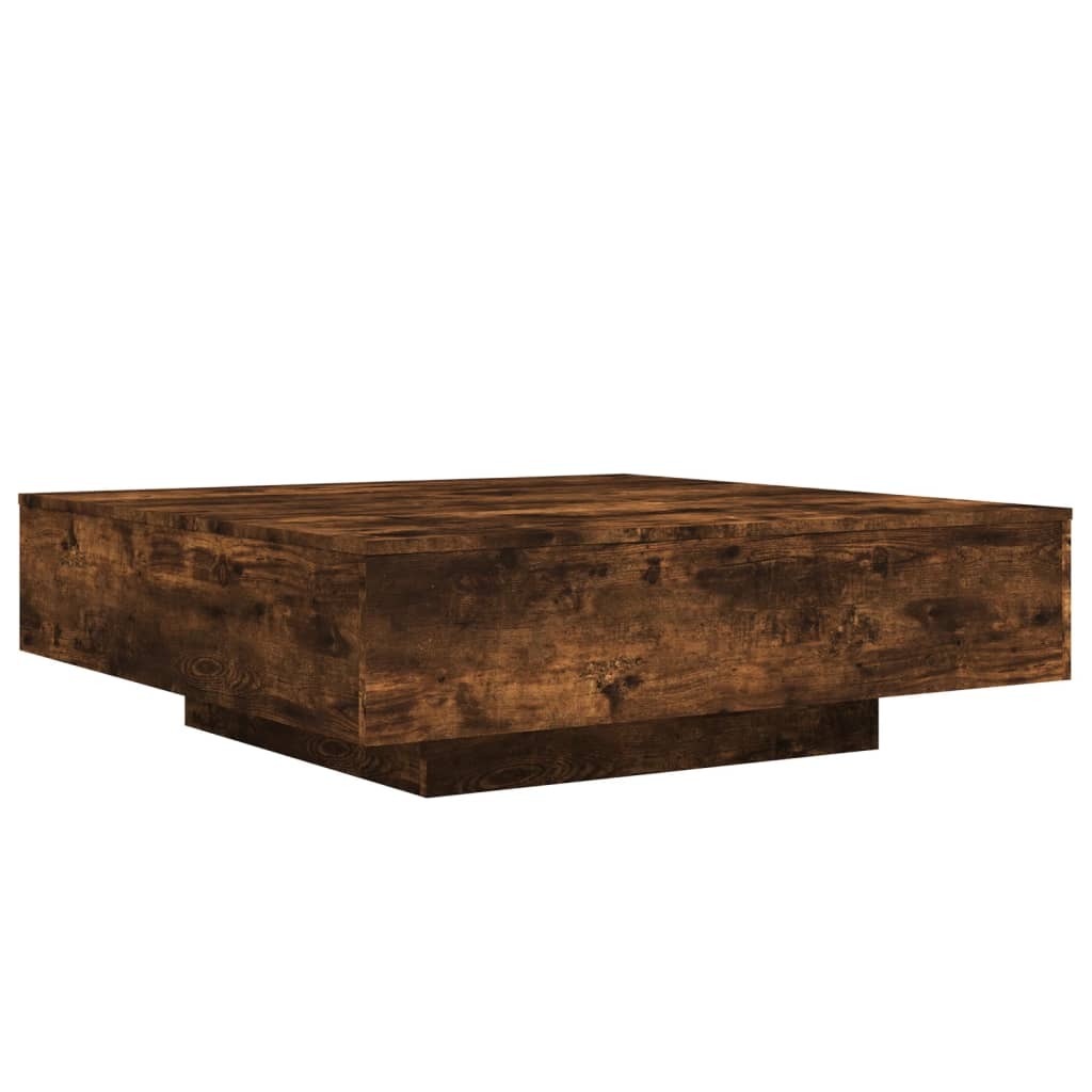 vidaXL Coffee Table with LED Lights Smoked Oak 39.4"x39.4"x12.2"