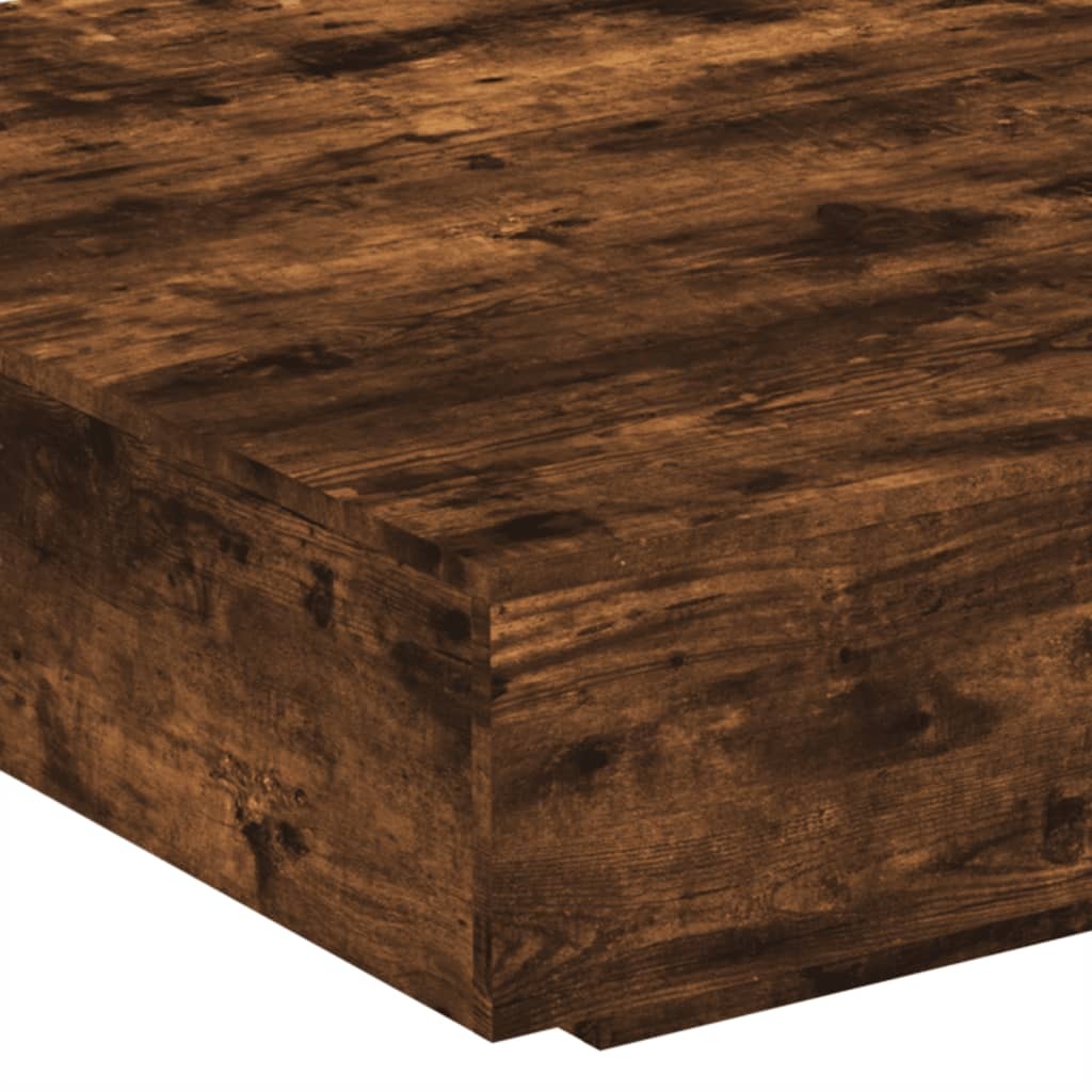 vidaXL Coffee Table with LED Lights Smoked Oak 39.4"x39.4"x12.2"