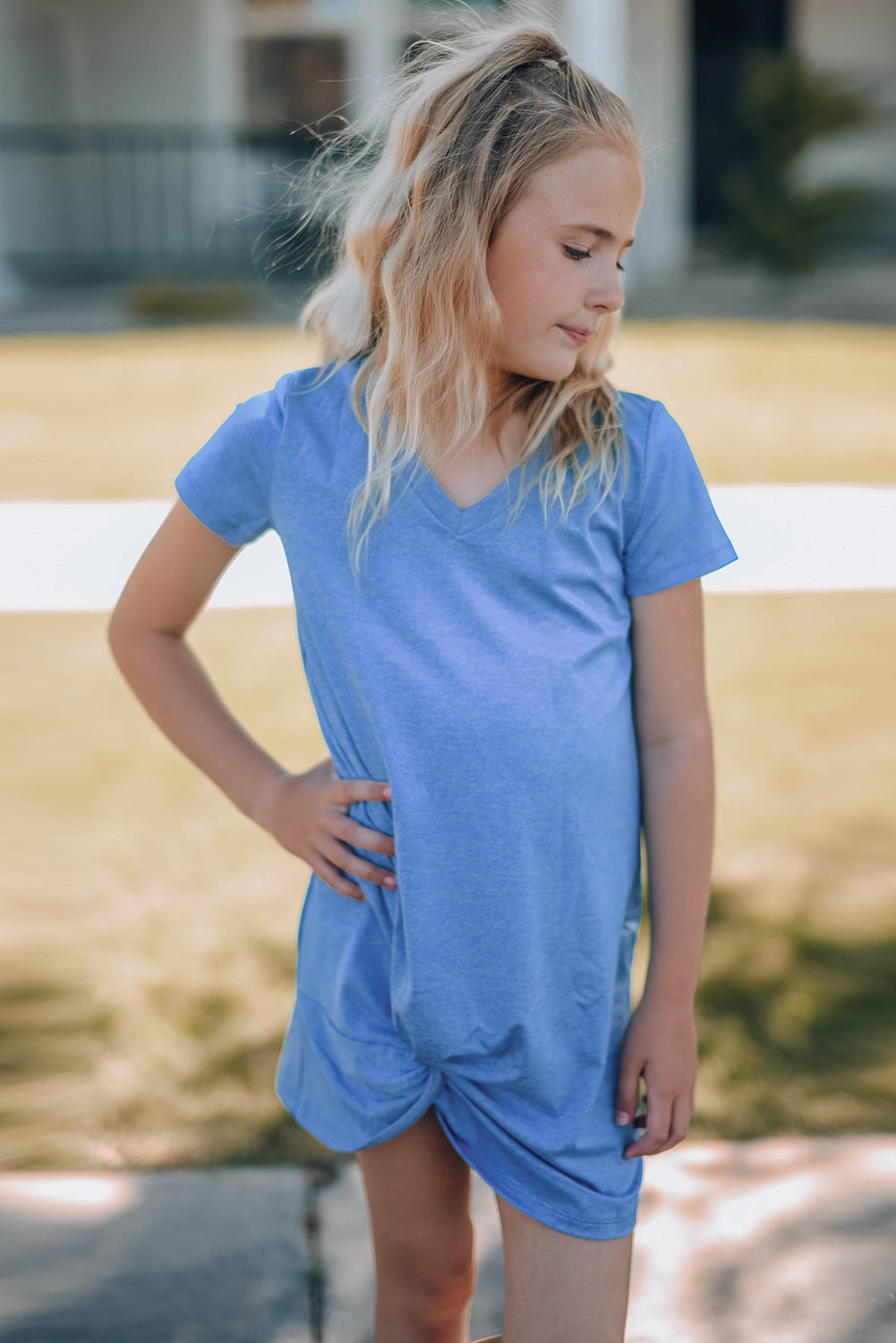 girls-twisted-v-neck-short-sleeve-dress