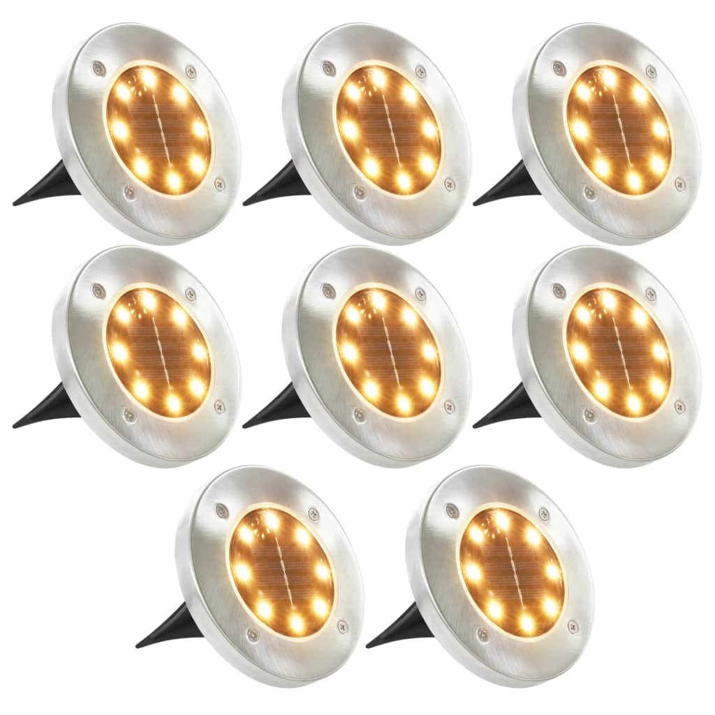 vidaXL Solar Ground Light LED in-Ground Outdoor Landscape Path Lighting 8pcs-7