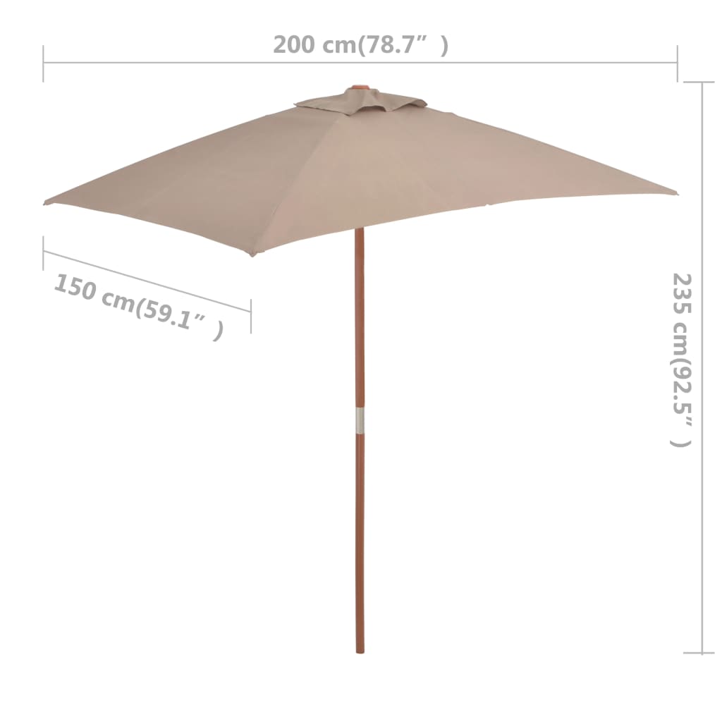 vidaXL Outdoor Umbrella Parasol Pully System Patio Sunshade Bamboo and Wood-5