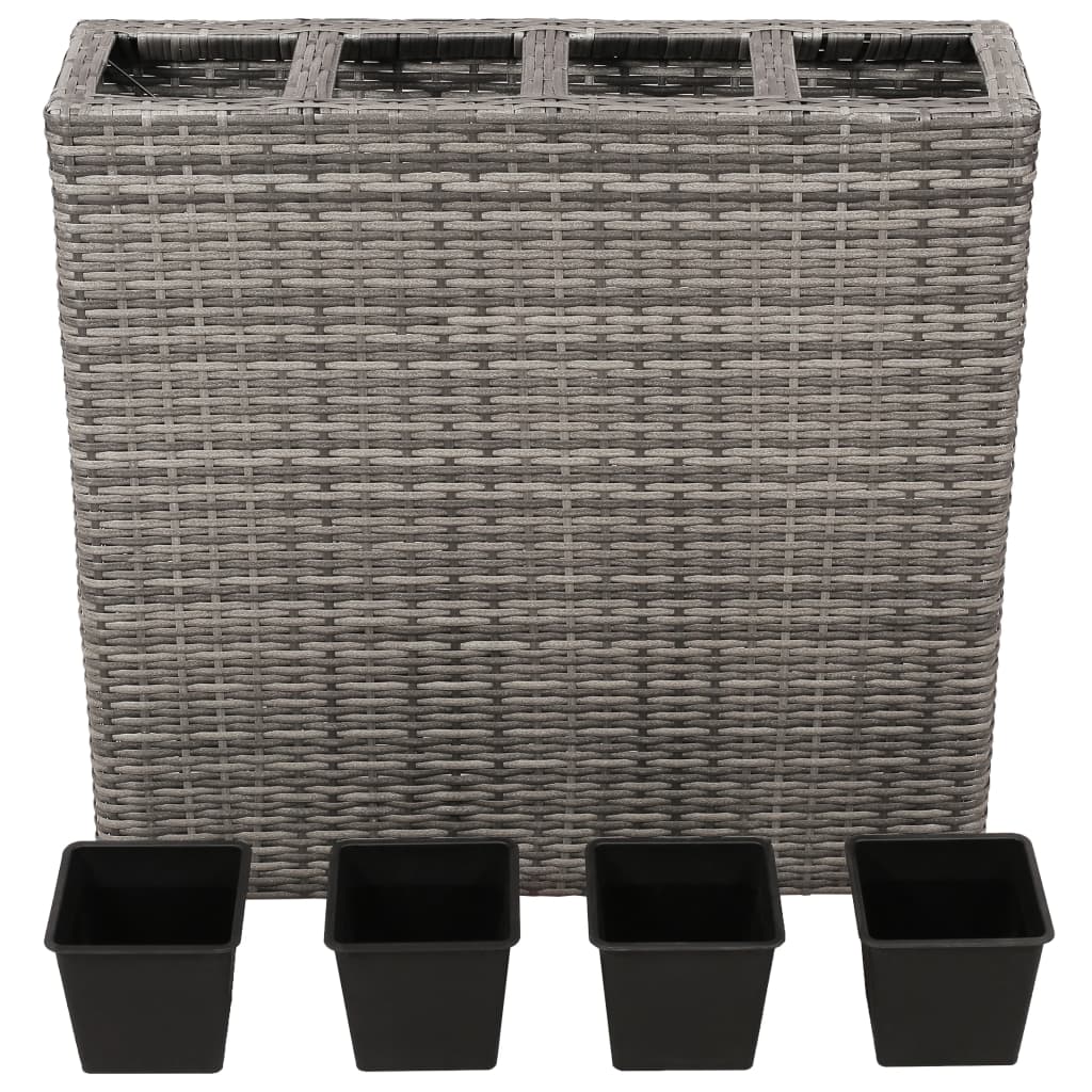 vidaXL Planter Patio Outdoor Flower Box with Removable Inner Pots Poly Rattan-4