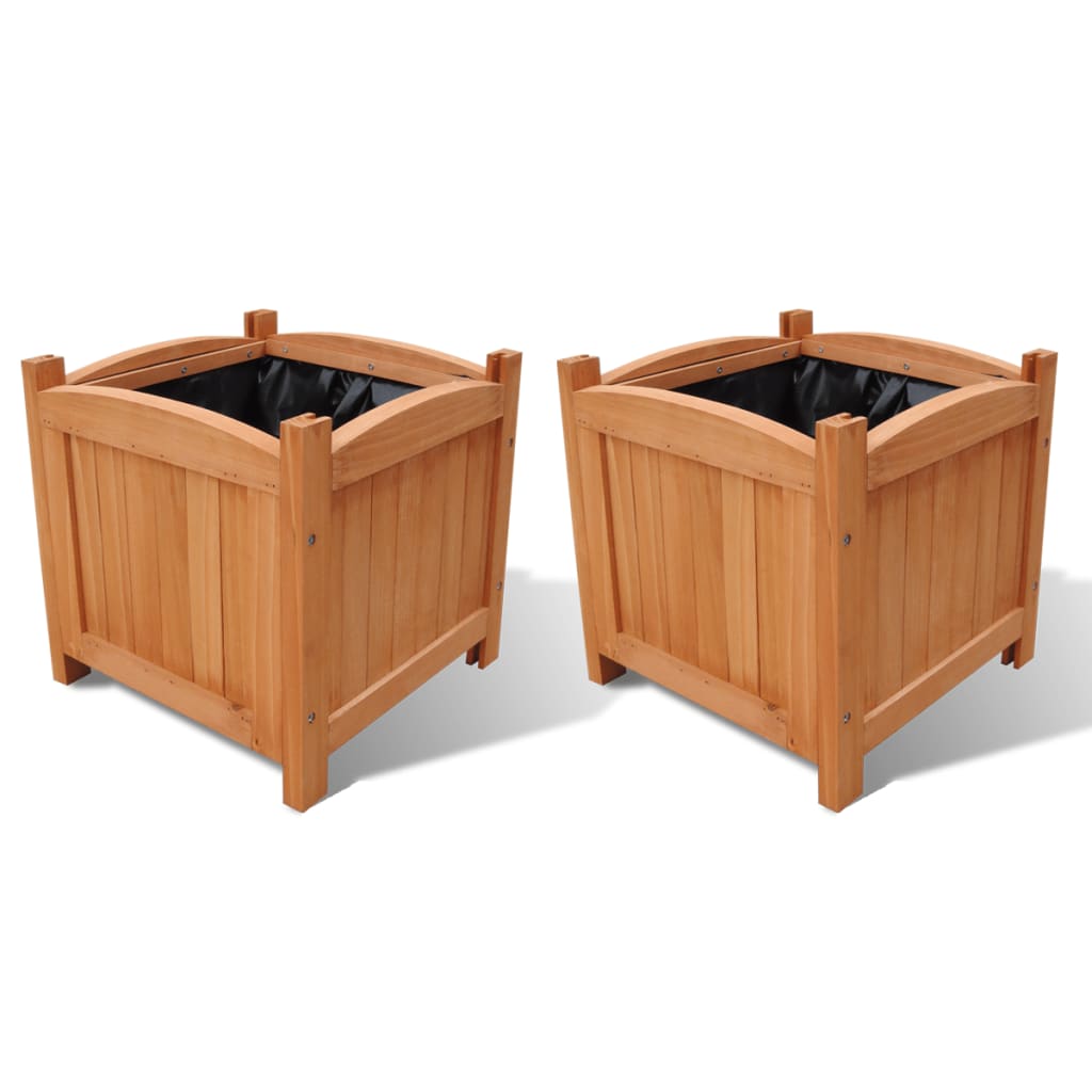 vidaXL Planter Flower Boxes with Lining Patio Outdoor Plant Boxes Solid Wood-3