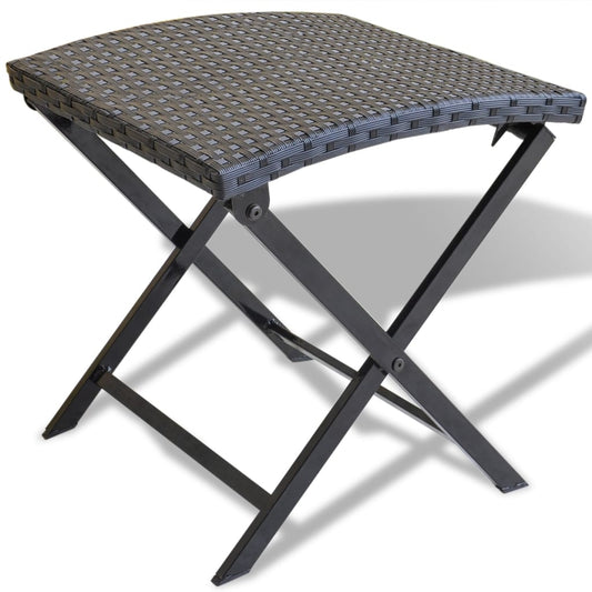 vidaXL Folding Stool Poly Rattan Black-0