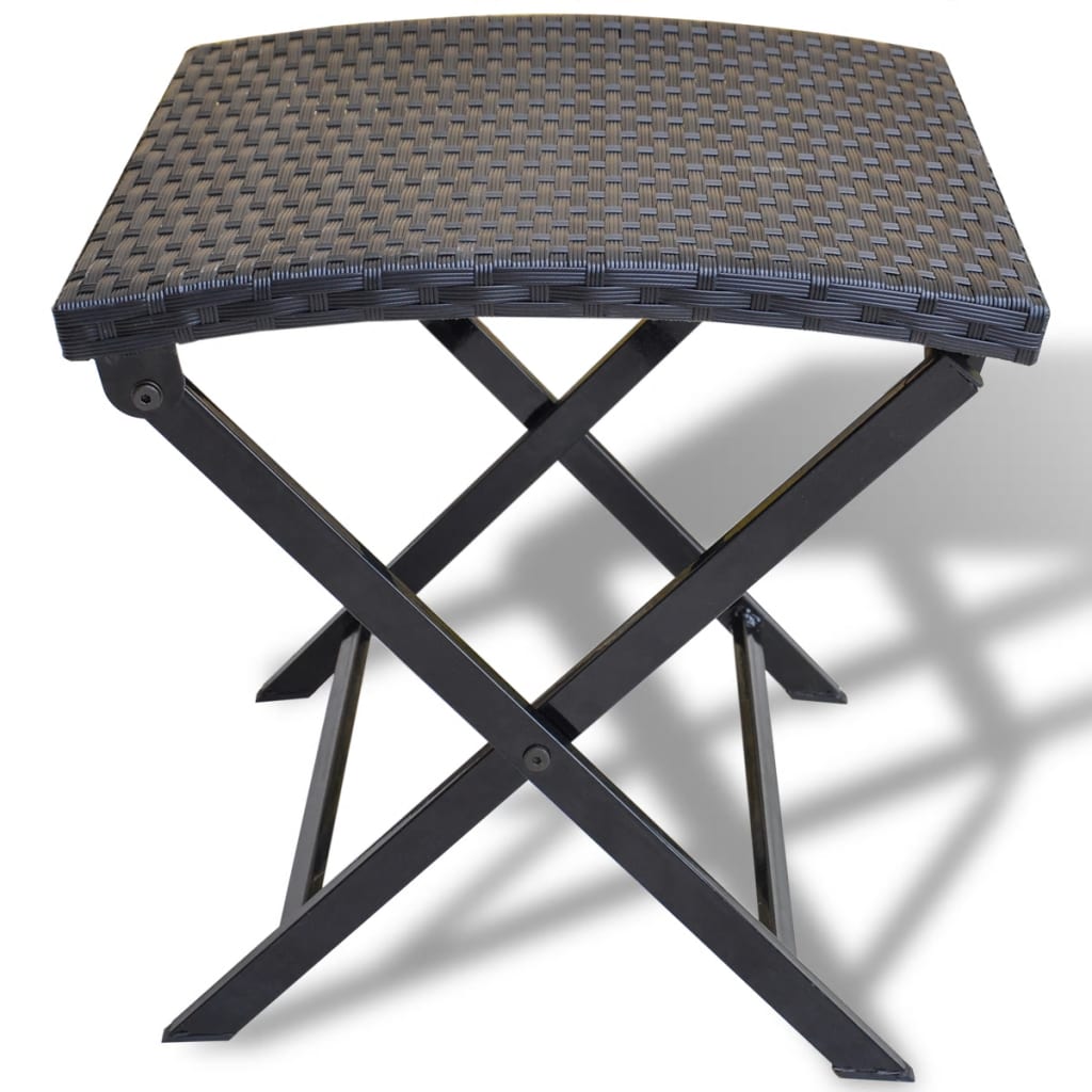 vidaXL Folding Stool Poly Rattan Black-1