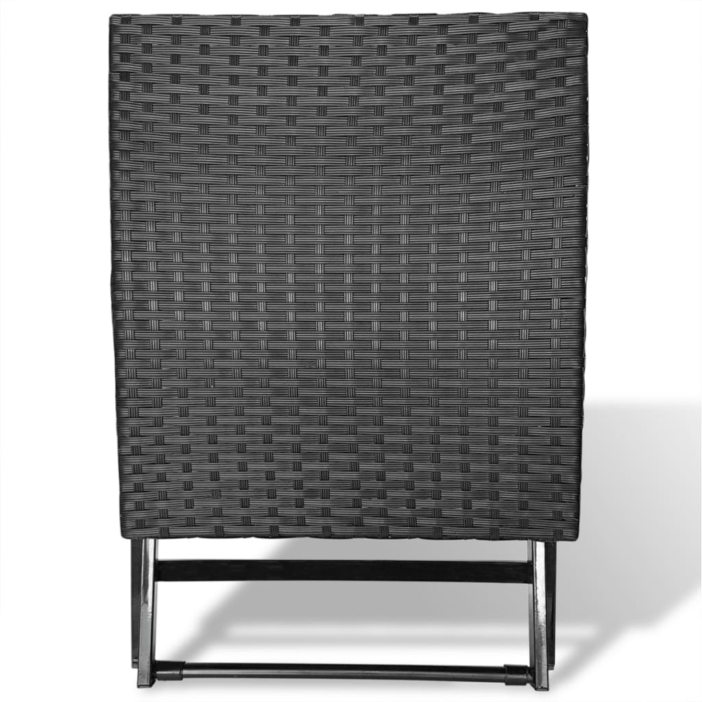 vidaXL Folding Stool Poly Rattan Black-2