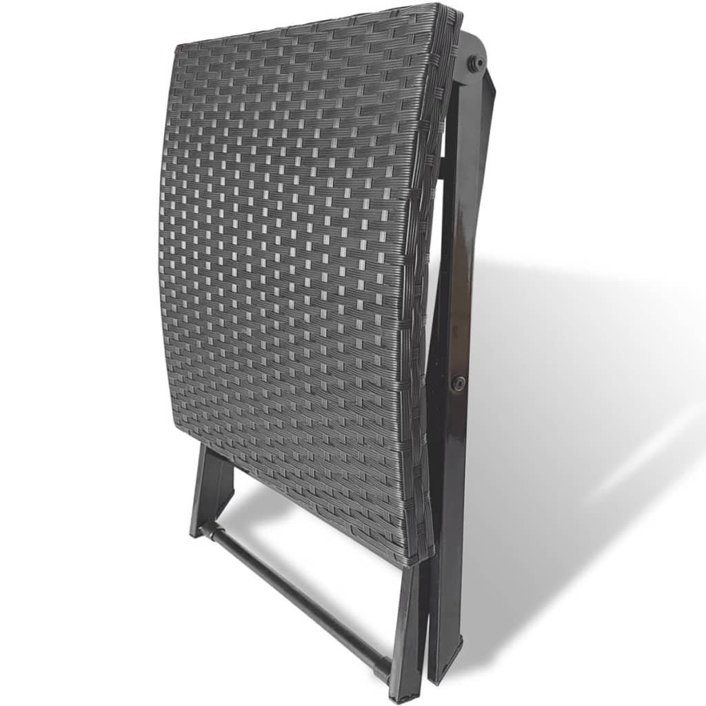 vidaXL Folding Stool Poly Rattan Black-3