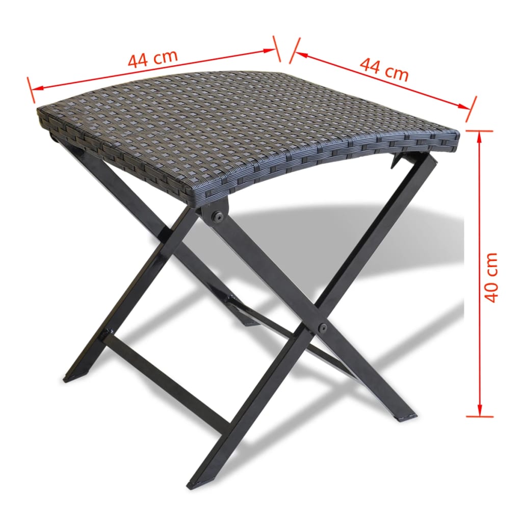 vidaXL Folding Stool Poly Rattan Black-4