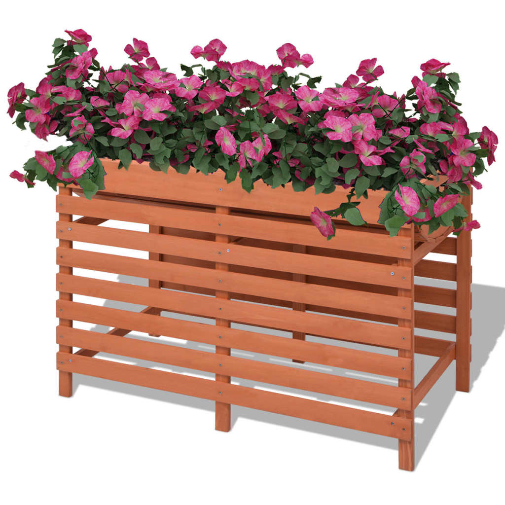 vidaXL Planter Raised Flower Bed with Lining Patio Plant Box Solid Fir Wood-5