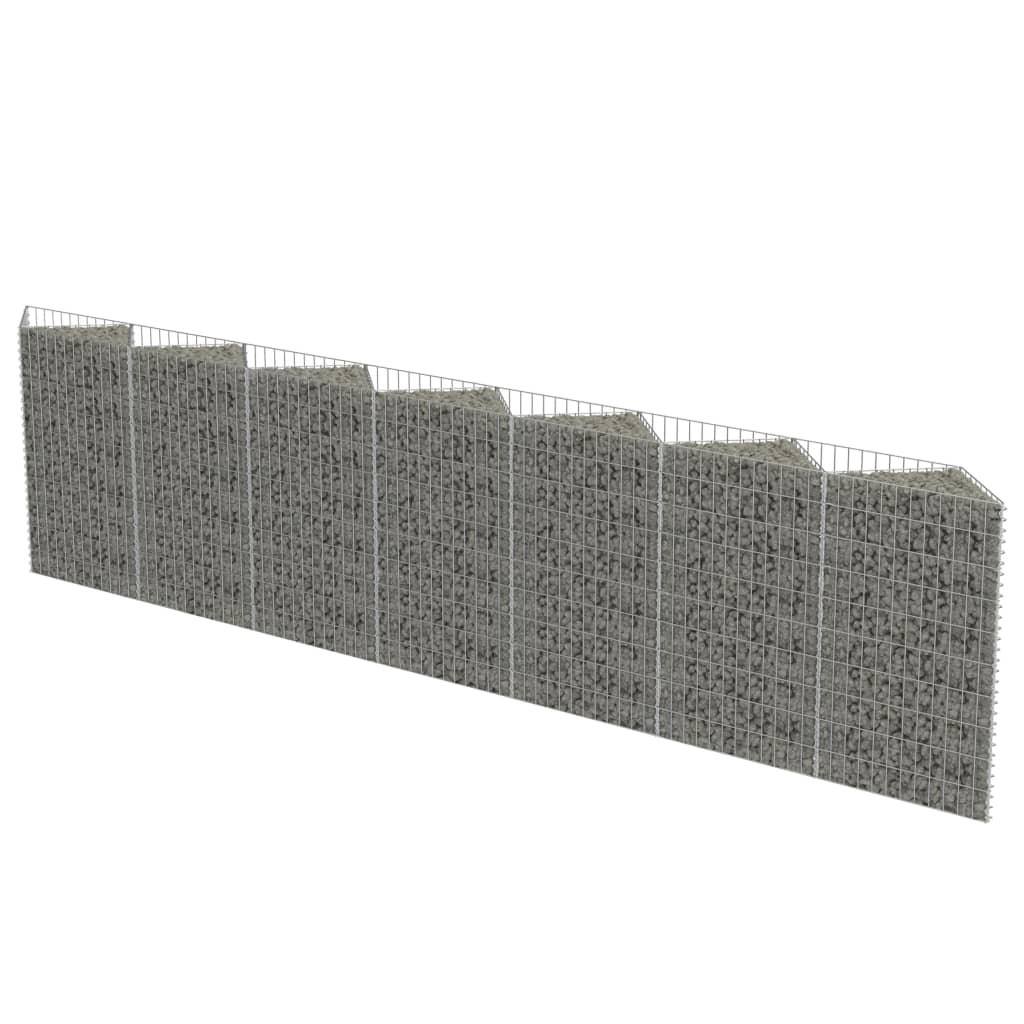 vidaXL Gabion Wall Outdoor Gabion Basket Post Rock-stone Wall Galvanized Steel-20