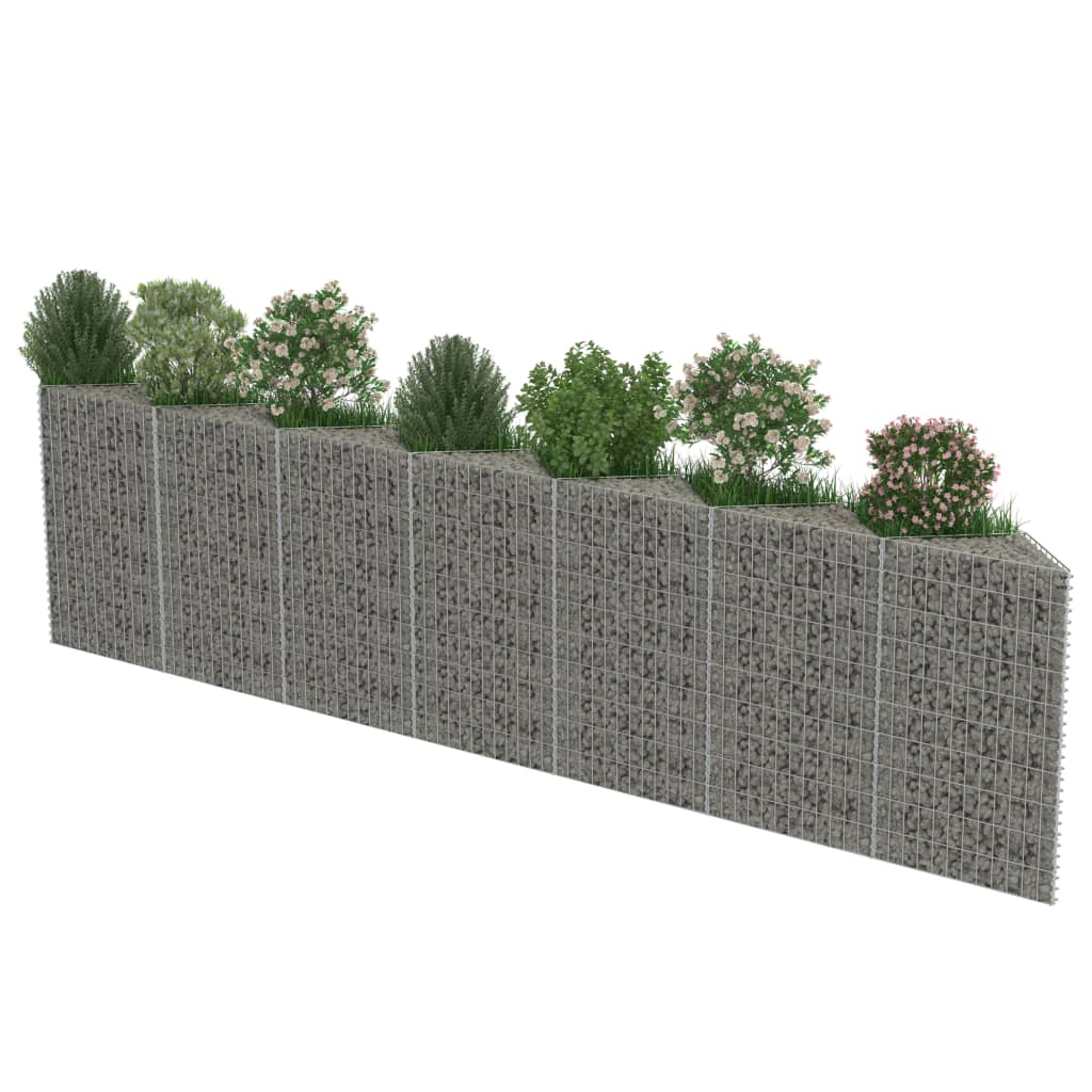 vidaXL Gabion Wall Outdoor Gabion Basket Post Rock-stone Wall Galvanized Steel-22