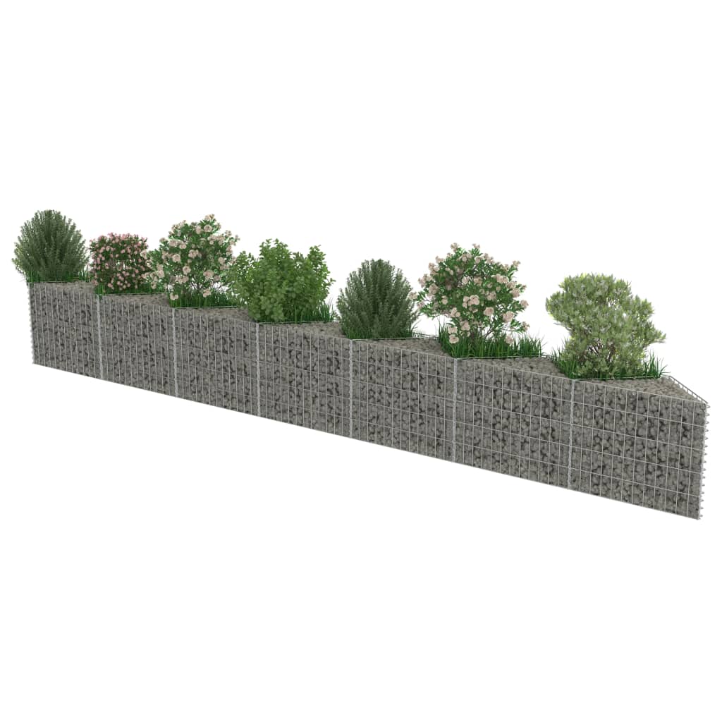 vidaXL Gabion Wall Outdoor Gabion Basket Post Rock-stone Wall Galvanized Steel-0