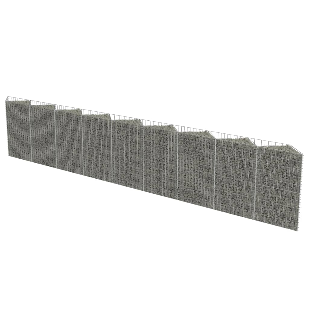 vidaXL Gabion Wall Outdoor Gabion Basket Post Rock-stone Wall Galvanized Steel-2