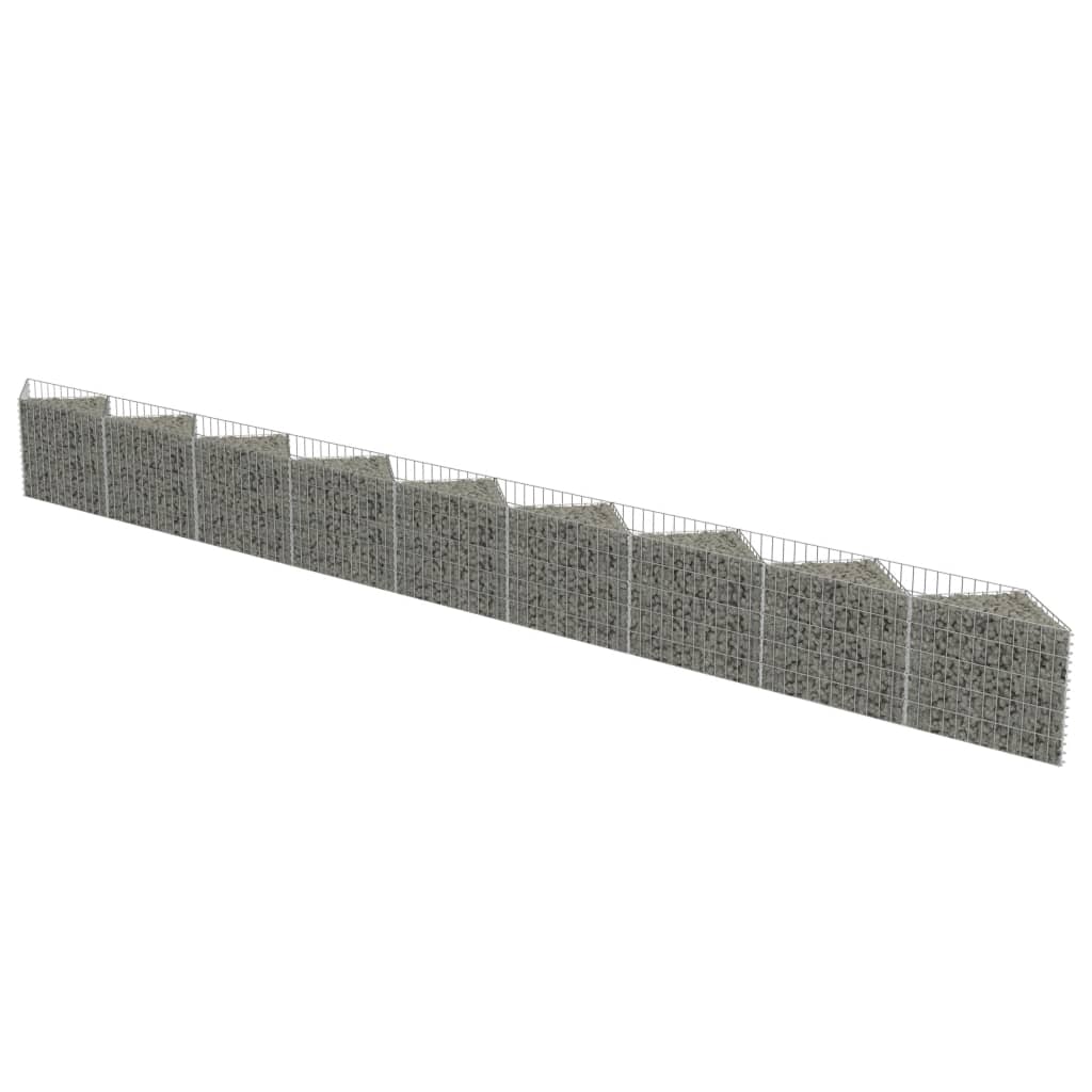 vidaXL Gabion Wall Outdoor Gabion Basket Post Rock-stone Wall Galvanized Steel-8