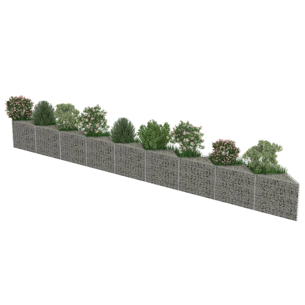 vidaXL Gabion Wall Outdoor Gabion Basket Post Rock-stone Wall Galvanized Steel-18