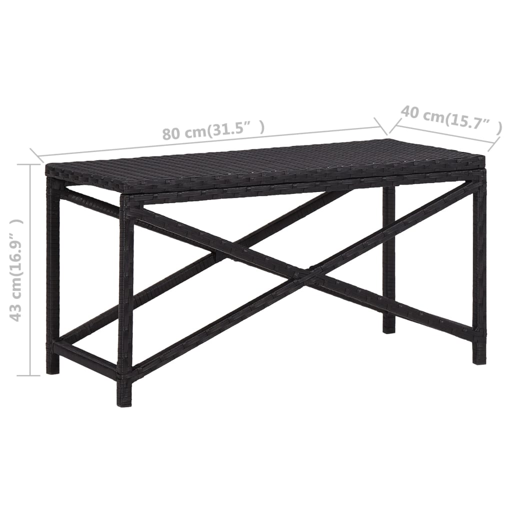 vidaXL Outdoor Patio Bench Outdoor Garden Bench with Steel Frame Poly Rattan-28