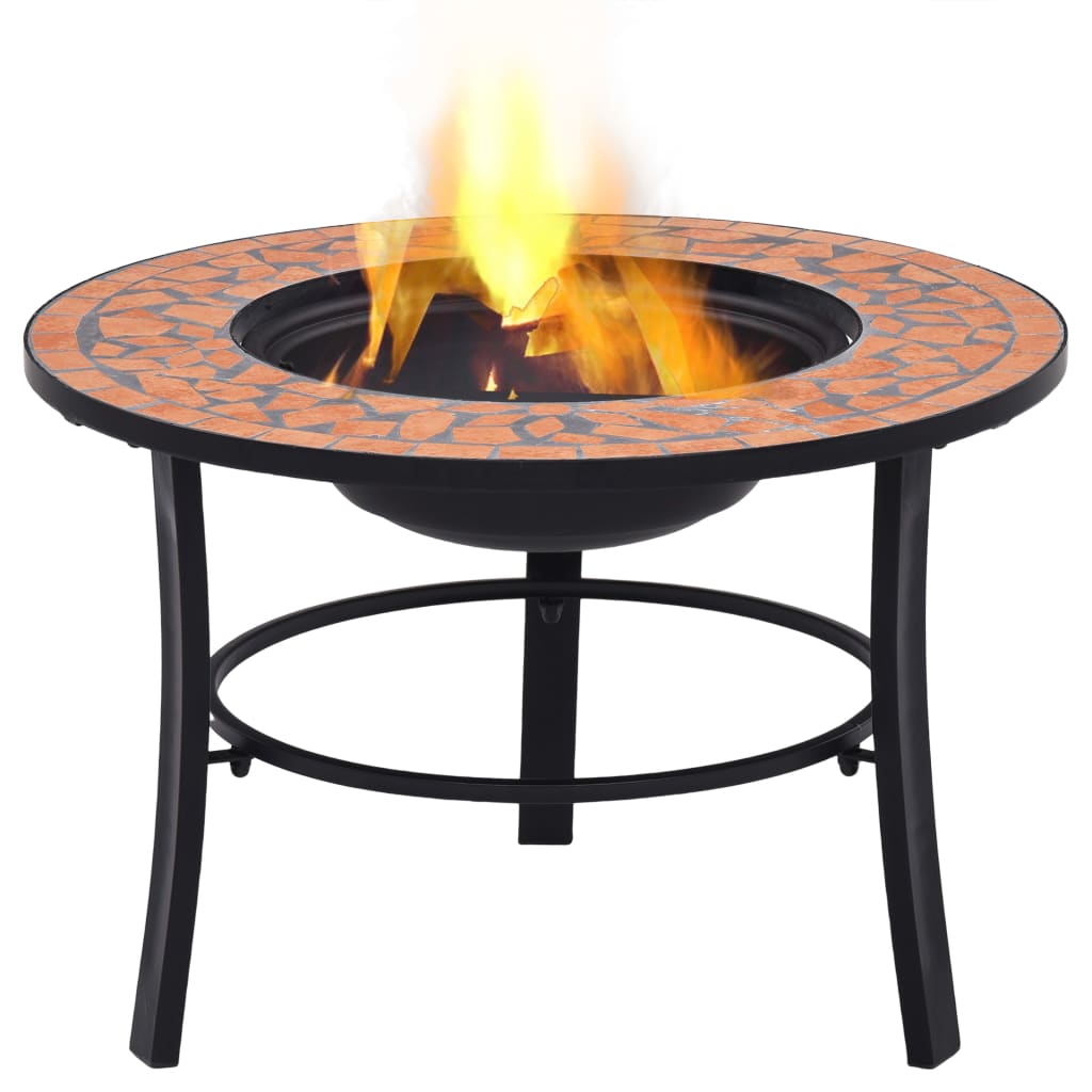 vidaXL Fire Pit Fireplace Firebowl for Camping Picnic BBQ Outdoor Ceramic-3