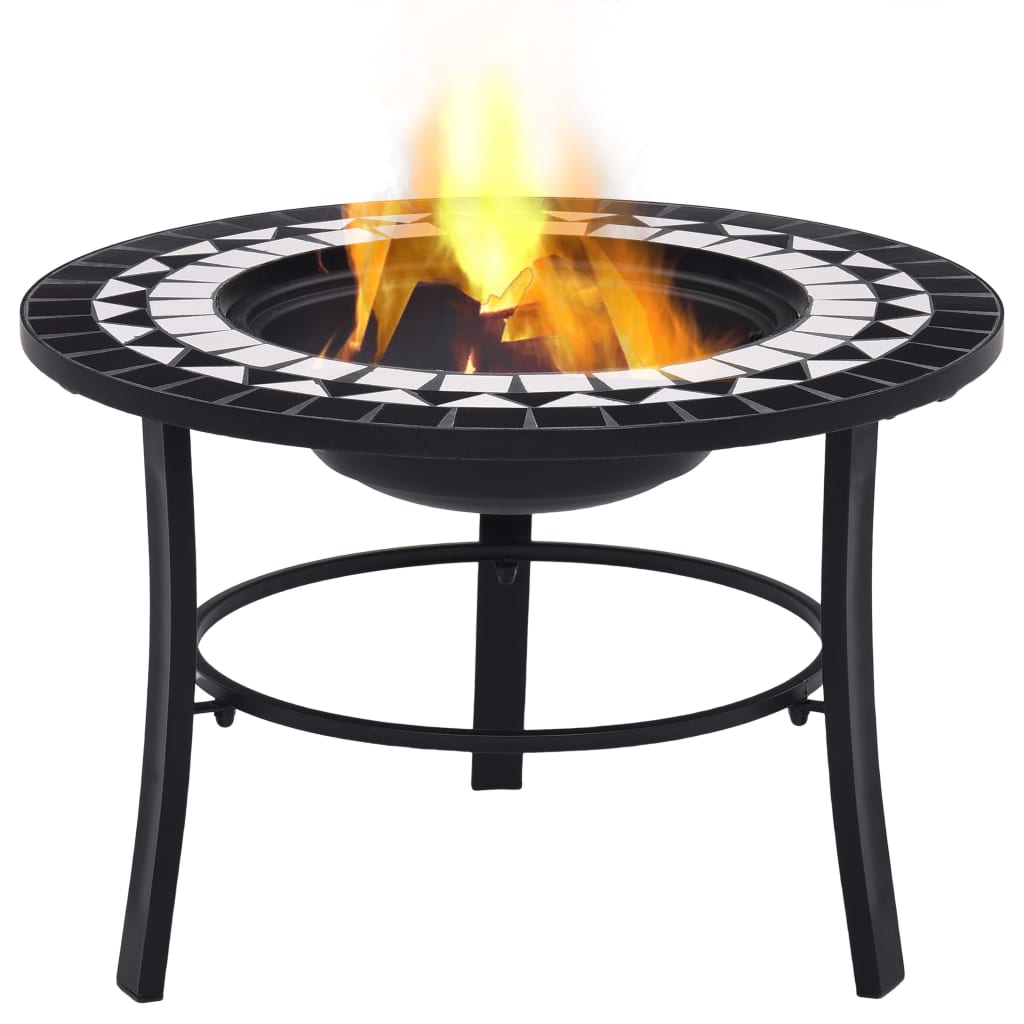 vidaXL Fire Pit Fireplace Firebowl for Camping Picnic BBQ Outdoor Ceramic-16