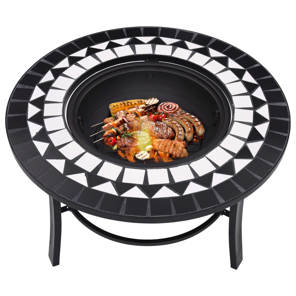 vidaXL Fire Pit Fireplace Firebowl for Camping Picnic BBQ Outdoor Ceramic-18