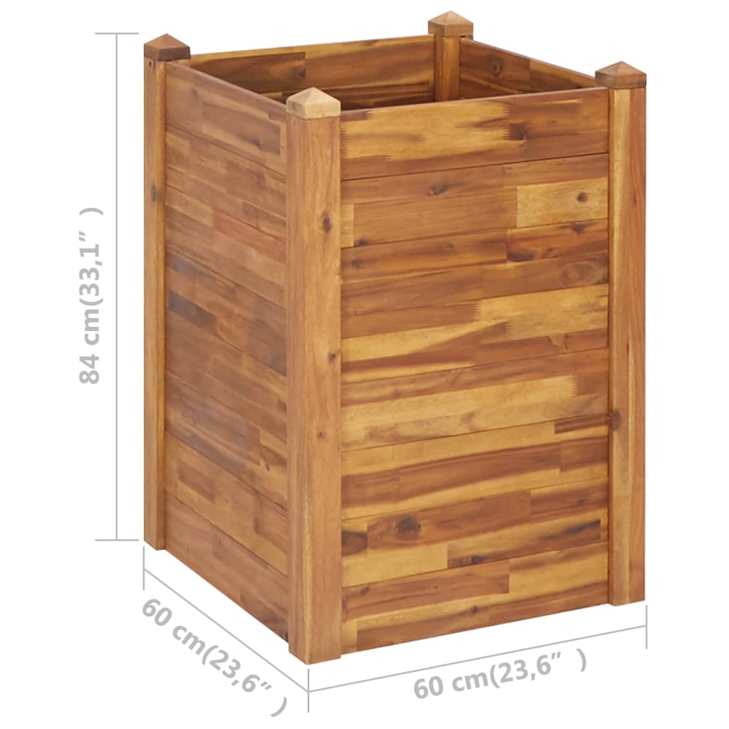 vidaXL Planter Flower Plant Box for Outdoor Patio Garden Solid Wood Acacia-11