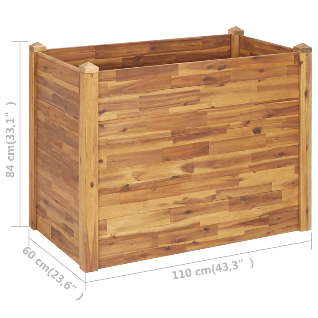 vidaXL Planter Flower Plant Box for Outdoor Patio Garden Solid Wood Acacia-15