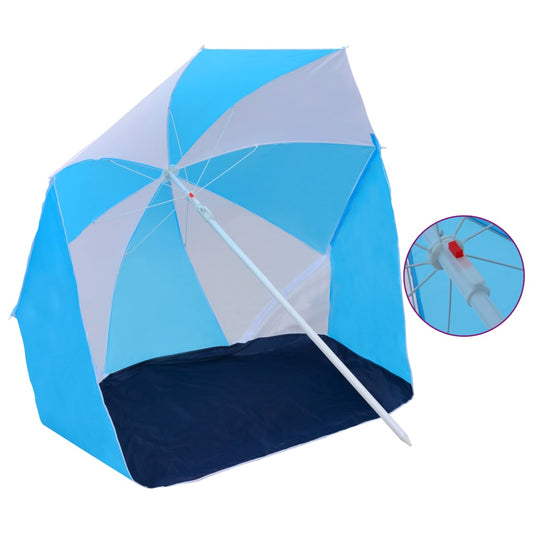 vidaXL Beach Umbrella Shelter Blue and White 70.9" Fabric-0