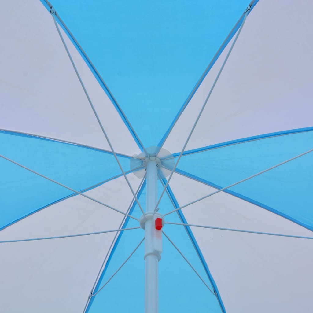 vidaXL Beach Umbrella Shelter Blue and White 70.9" Fabric-1