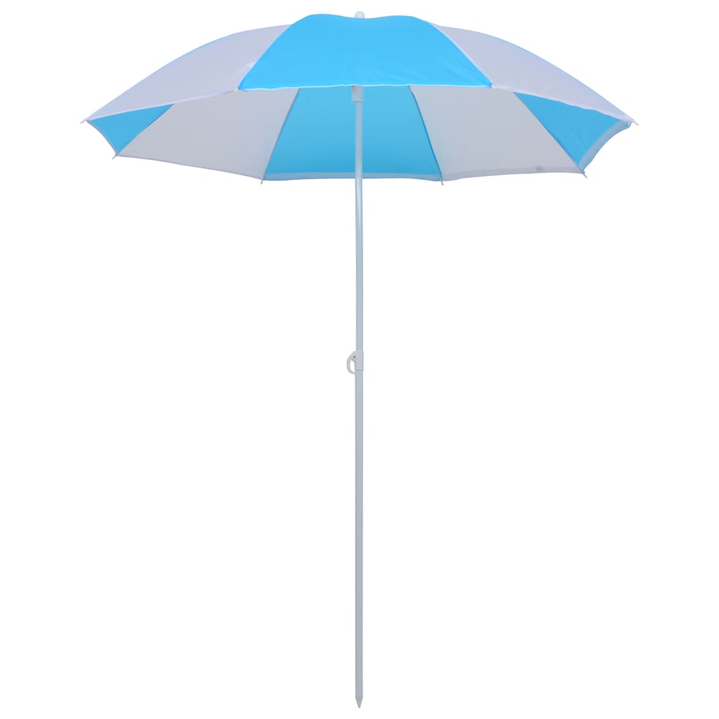 vidaXL Beach Umbrella Shelter Blue and White 70.9" Fabric-2