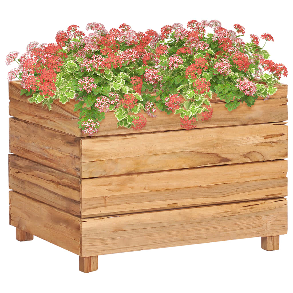 vidaXL Planter Flower Box with Steel Rack Patio Plant Box Recycled Teak Wood-1