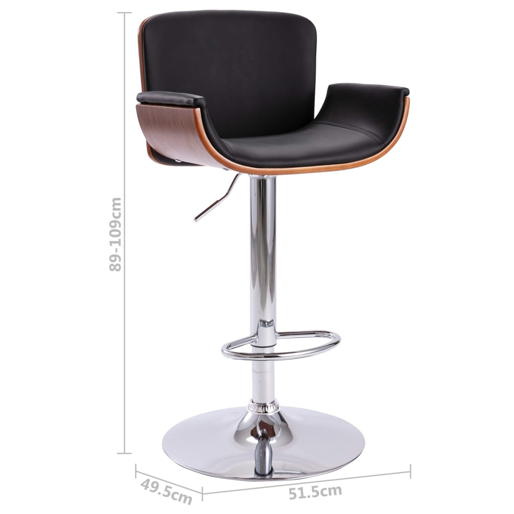 vidaXL Bar Stool Black Faux Leather-2