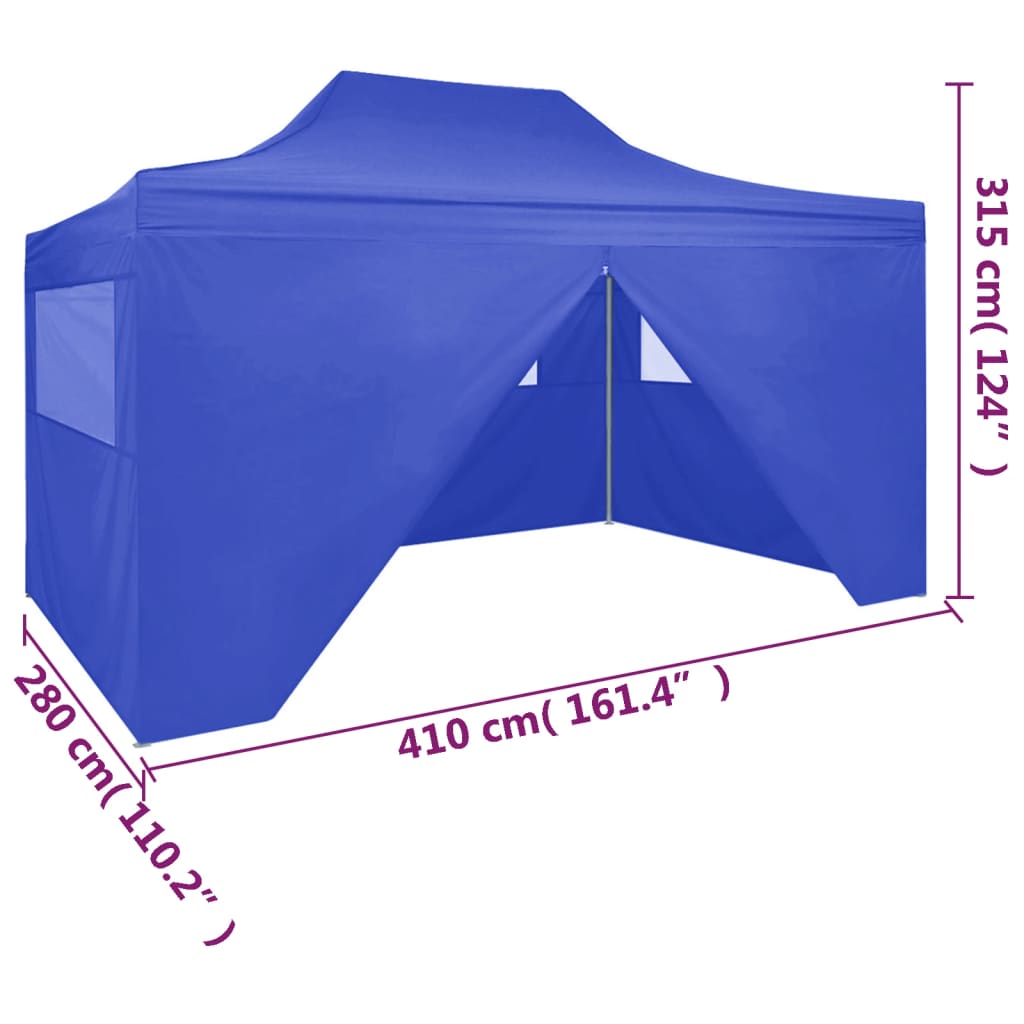 vidaXL Party Tent Outdoor Canopy Folding Patio Gazebo with 4 Sidewalls Steel-2