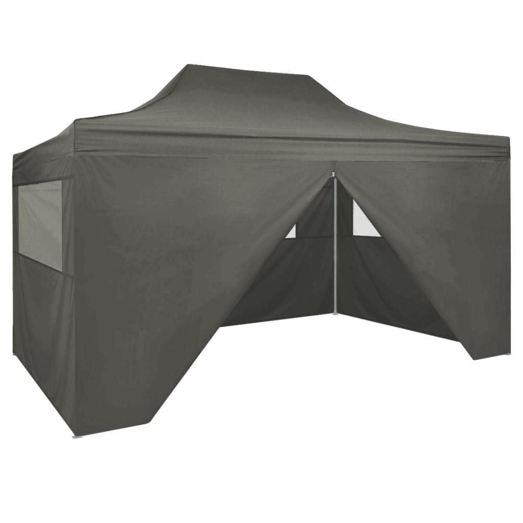 vidaXL Party Tent Outdoor Canopy Folding Patio Gazebo with 4 Sidewalls Steel-3