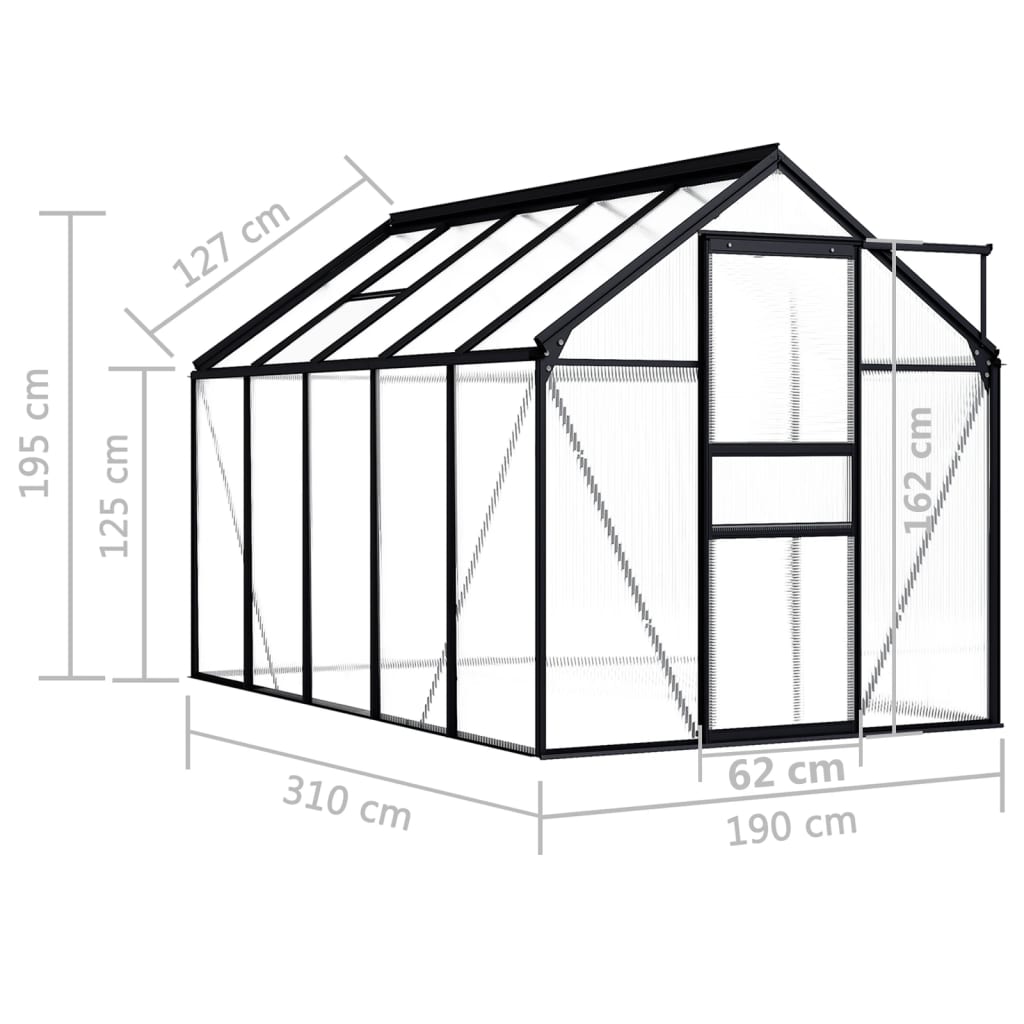 vidaXL Greenhouse Patio Grow House Outdoor Green House Anthracite Aluminum-42