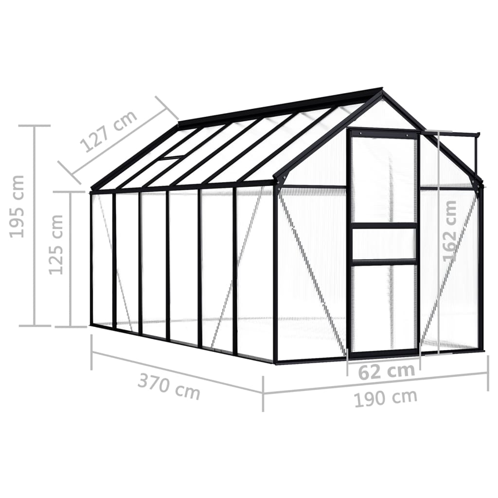 vidaXL Greenhouse Patio Grow House Outdoor Green House Anthracite Aluminum-23