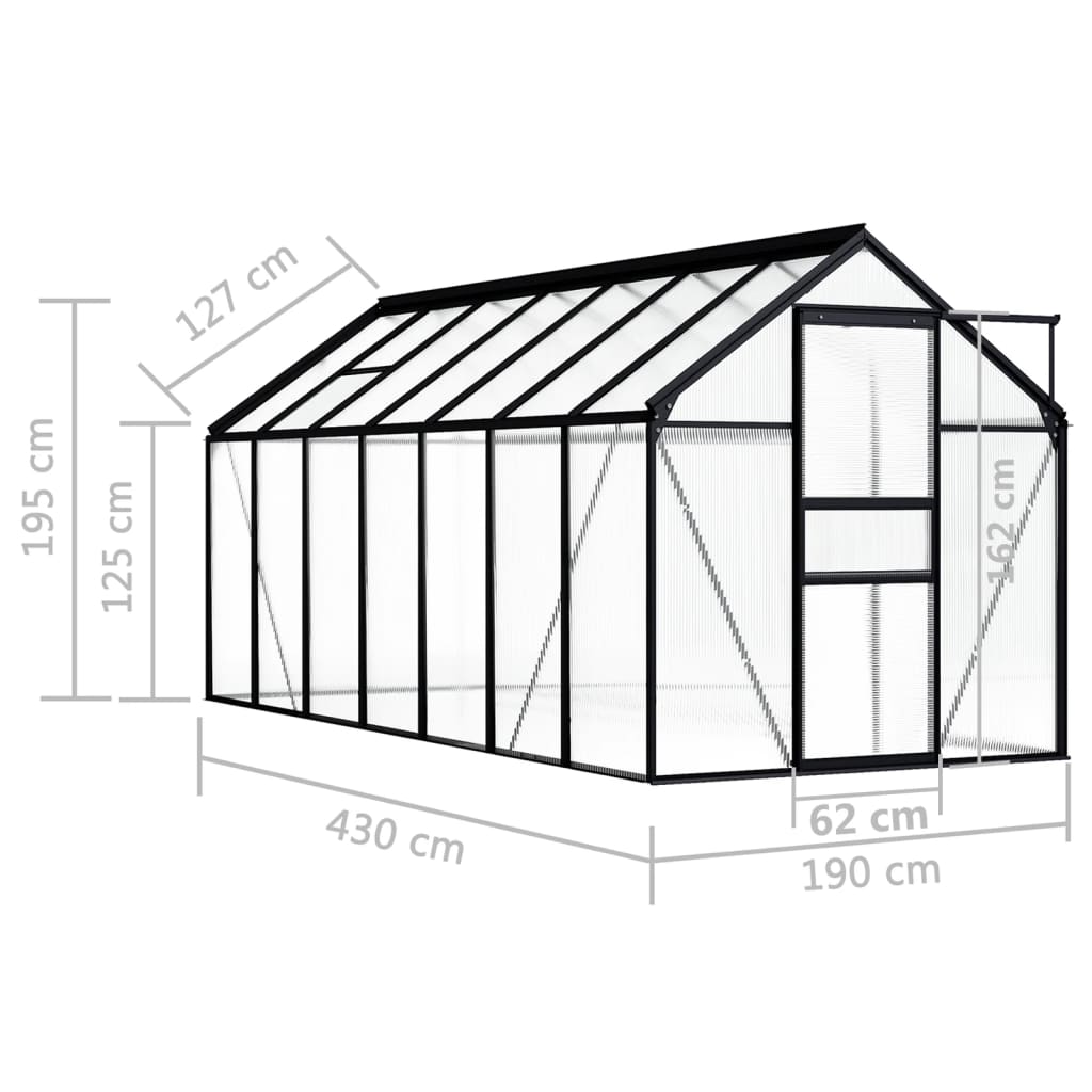 vidaXL Greenhouse Patio Grow House Outdoor Green House Anthracite Aluminum-2