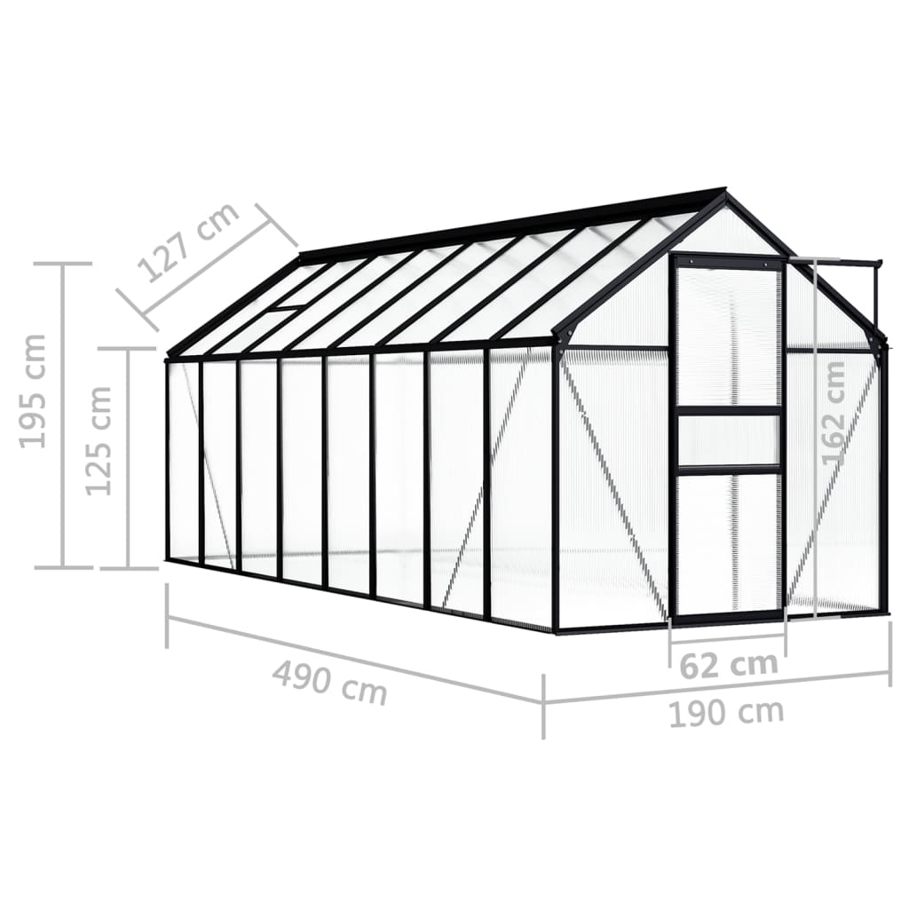 vidaXL Greenhouse Patio Grow House Outdoor Green House Anthracite Aluminum-46