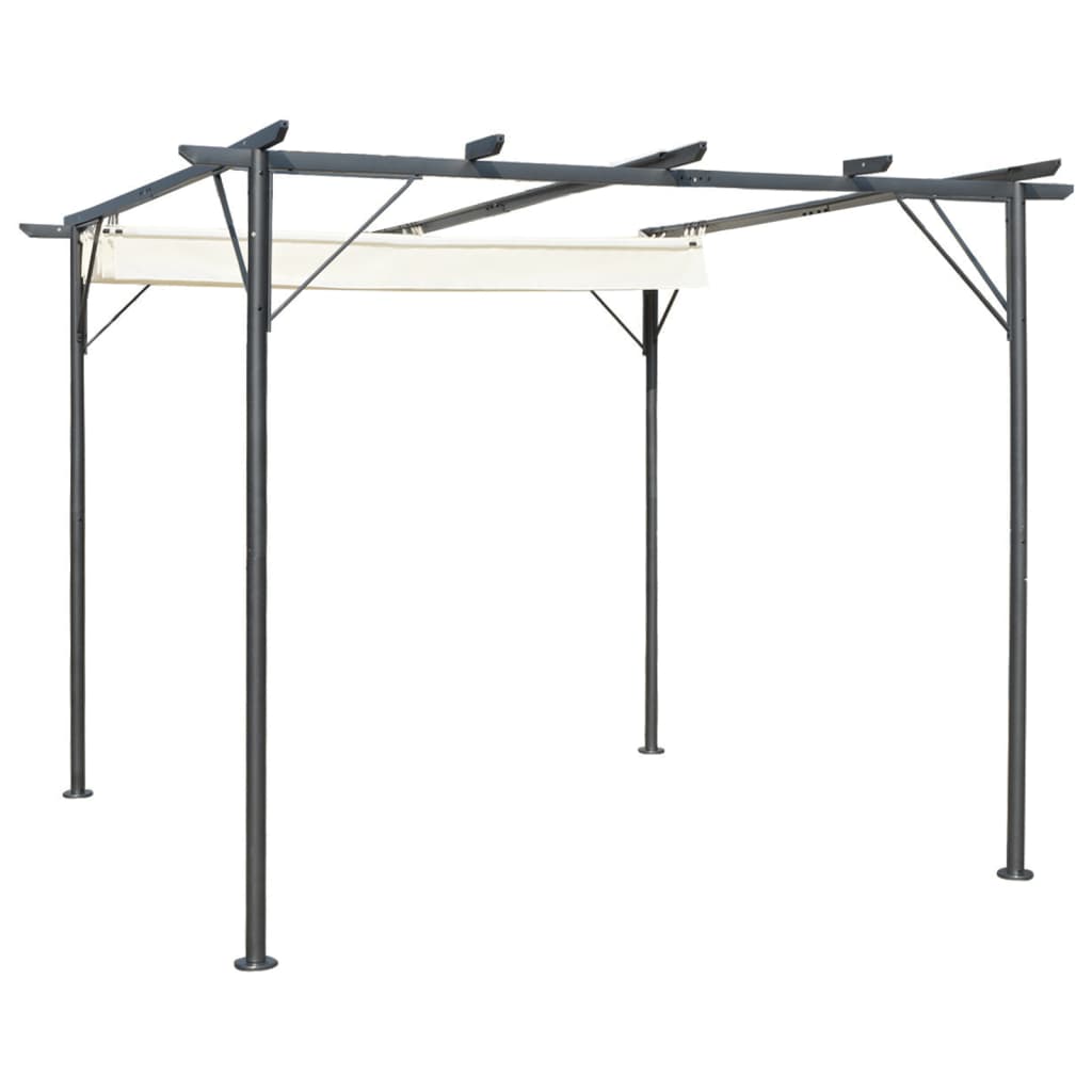 vidaXL Pergola Outdoor Pergola with Retractable Roof for Patio Deck Steel-6