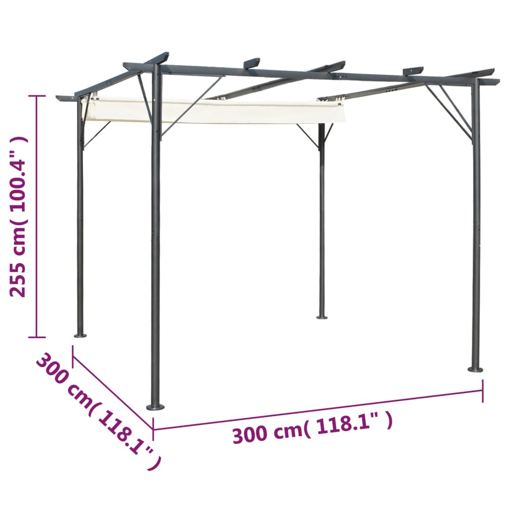 vidaXL Pergola Outdoor Pergola with Retractable Roof for Patio Deck Steel-4