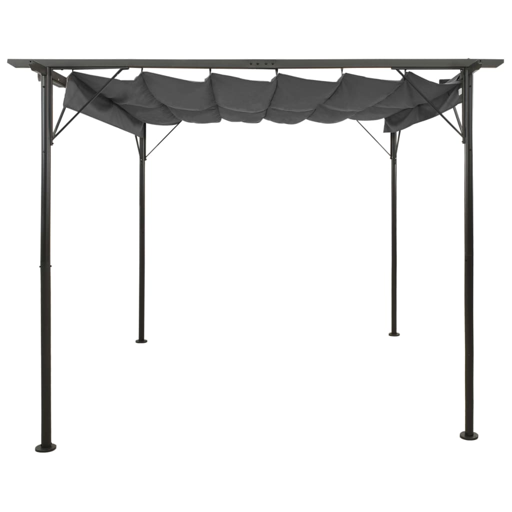 vidaXL Pergola Outdoor Pergola with Retractable Roof for Patio Deck Steel-18